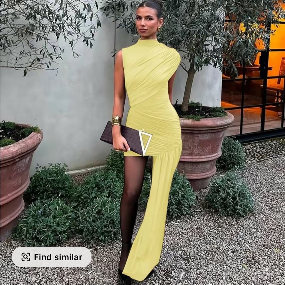 Elegant Yellow Evening Dress